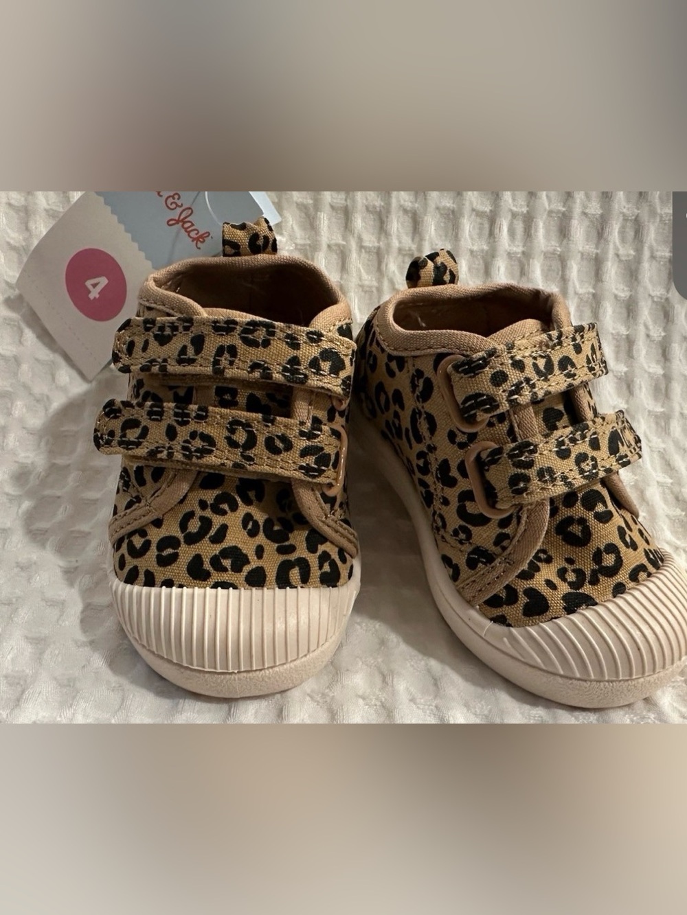 Cat & Jack Leopard Print Canvas Sneakers - Tan and Black
